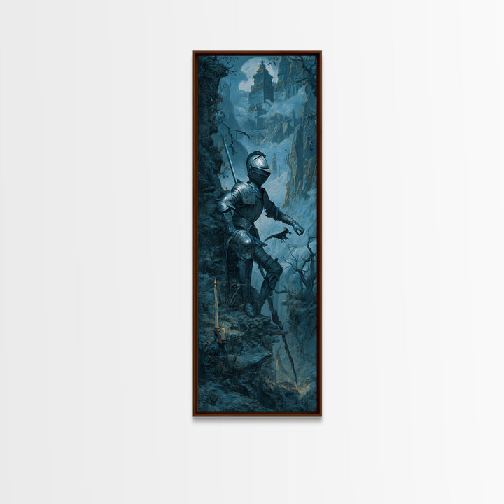The Spectral Knight, Baroque Witchcraft Art, Tall Narrow Wall Art, Gothic Horror Wall Art, Canvas Print, Halloween Wall Art