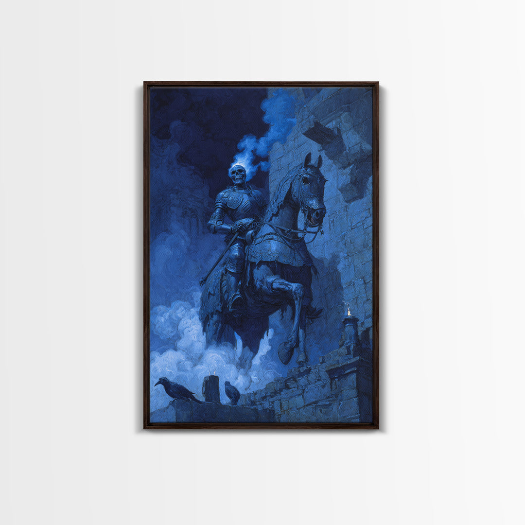 The Spectral Knight, Decadent Gothic Art, Vertical Wall Art, Gothic Horror Wall Art, Framed Canvas Print, Halloween Wall Art