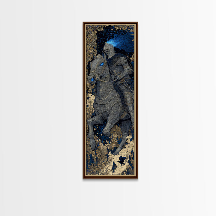 The Spectral Knight, Stained Glass Gothic Art, Tall Narrow Wall Art, Macabre Wall Art, Canvas Print, Halloween Wall Art, Dark Fantasy Art