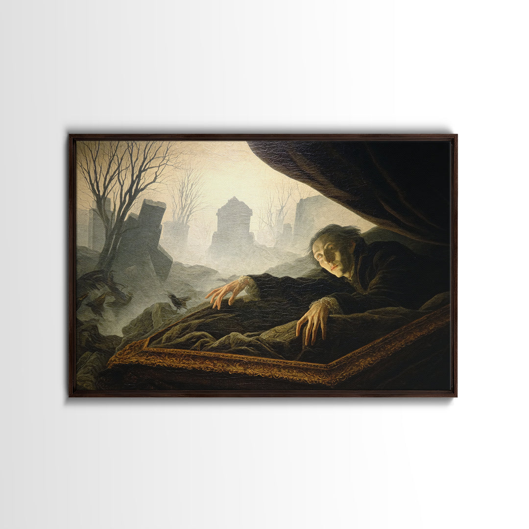 The Coffin Sleeper, Romantic Gothic Landscape, Landscape Wall Art, Dark Fantasy Wall Art, Canvas Print, Halloween Wall Art