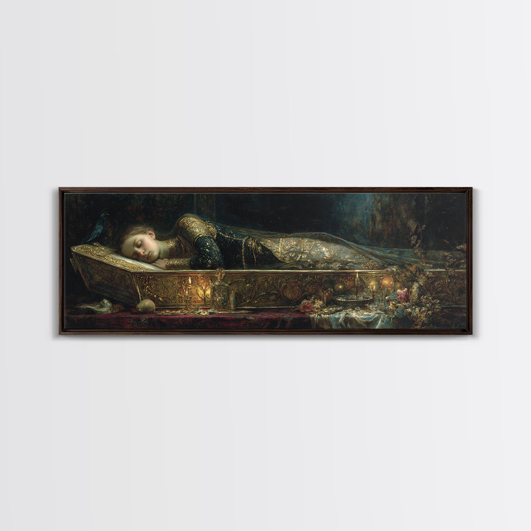 The Coffin Sleeper, Ornate Symbolist Art, Extra Wide Wall Art, Gothic Horror Wall Art, Canvas Print, Halloween Wall Art