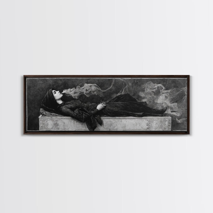 The Coffin Sleeper, Dark Symbolist Art, Extra Wide Wall Art, Gothic Horror Wall Art, Canvas Print, Halloween Wall Art