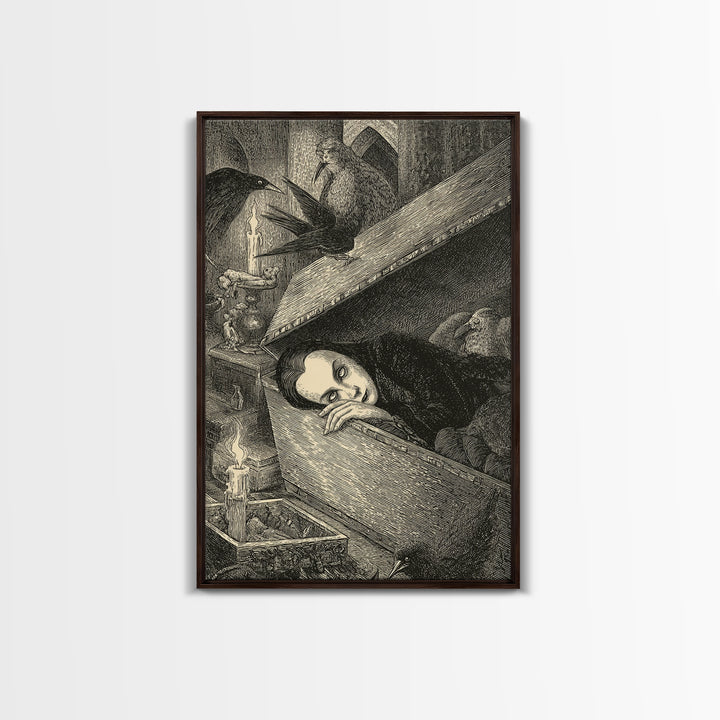 The Coffin Sleeper, Victorian Macabre Art, Vertical Wall Art, Gothic Horror Wall Art, Canvas Print, Halloween Wall Art