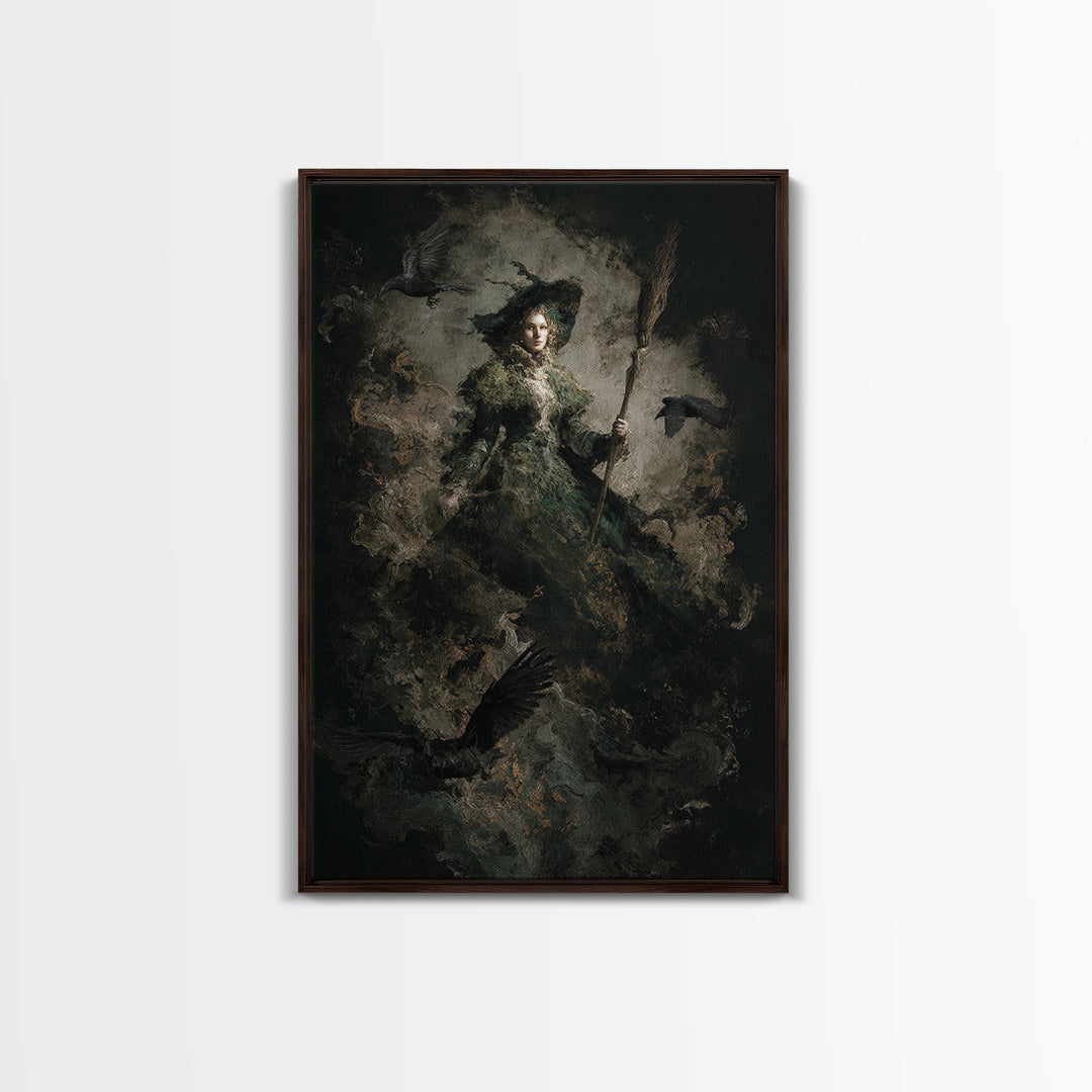 The Swamp Witch, Dark Romantic Horror Art, Vertical Wall Art, Dark Fantasy Wall Art, Framed Canvas Print, Halloween Wall Art