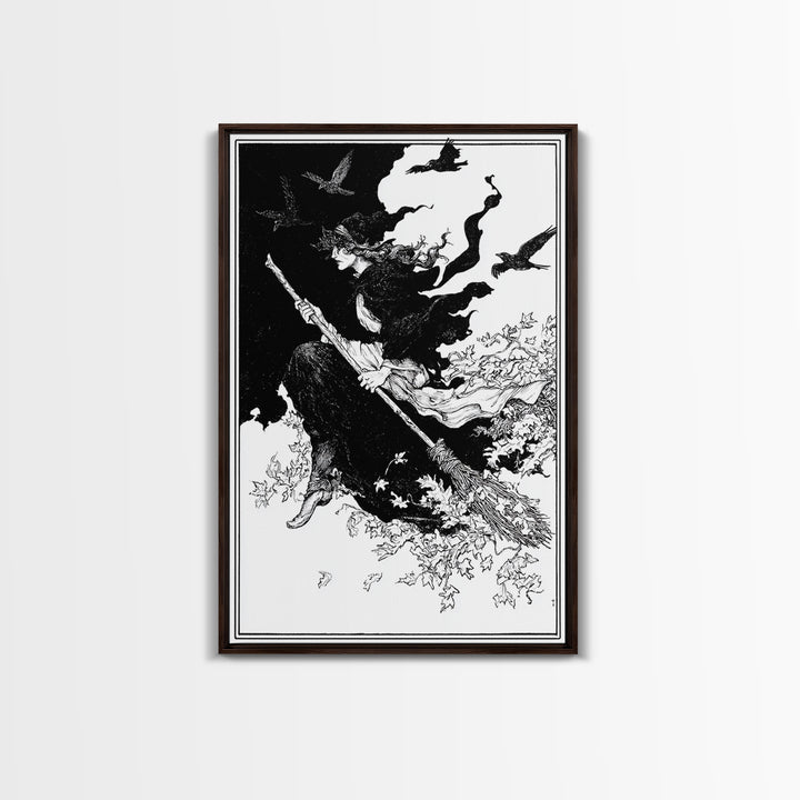 The Swamp Witch, Decadent Line Art, Vertical Wall Art, Gothic Horror Wall Art, Canvas Print, Halloween Wall Art, Halloween Decor