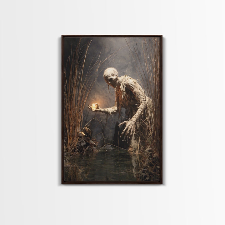 The Bog Mummy, Dark Renaissance Art, Vertical Wall Art, Dark Fantasy Wall Art, Canvas Print, Halloween Wall Art, Dark Fantasy Art