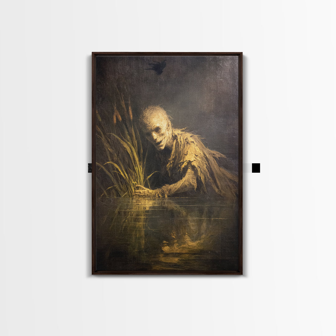 The Bog Mummy, Dark Romantic Horror Art, Vertical Wall Art, Dark Fantasy Wall Art, Canvas Print, Halloween Wall Art, Spooky Wall Decor