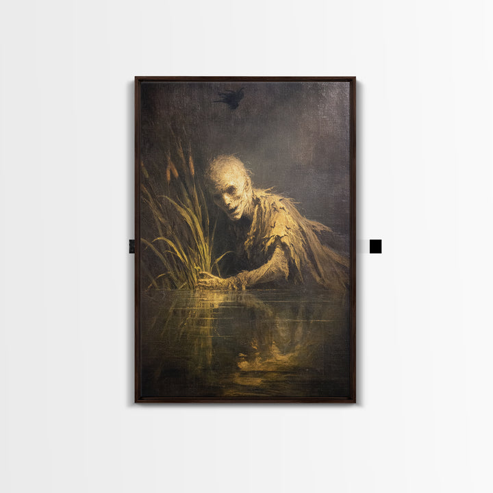 The Bog Mummy, Dark Romantic Horror Art, Vertical Wall Art, Dark Fantasy Wall Art, Canvas Print, Halloween Wall Art, Spooky Wall Decor