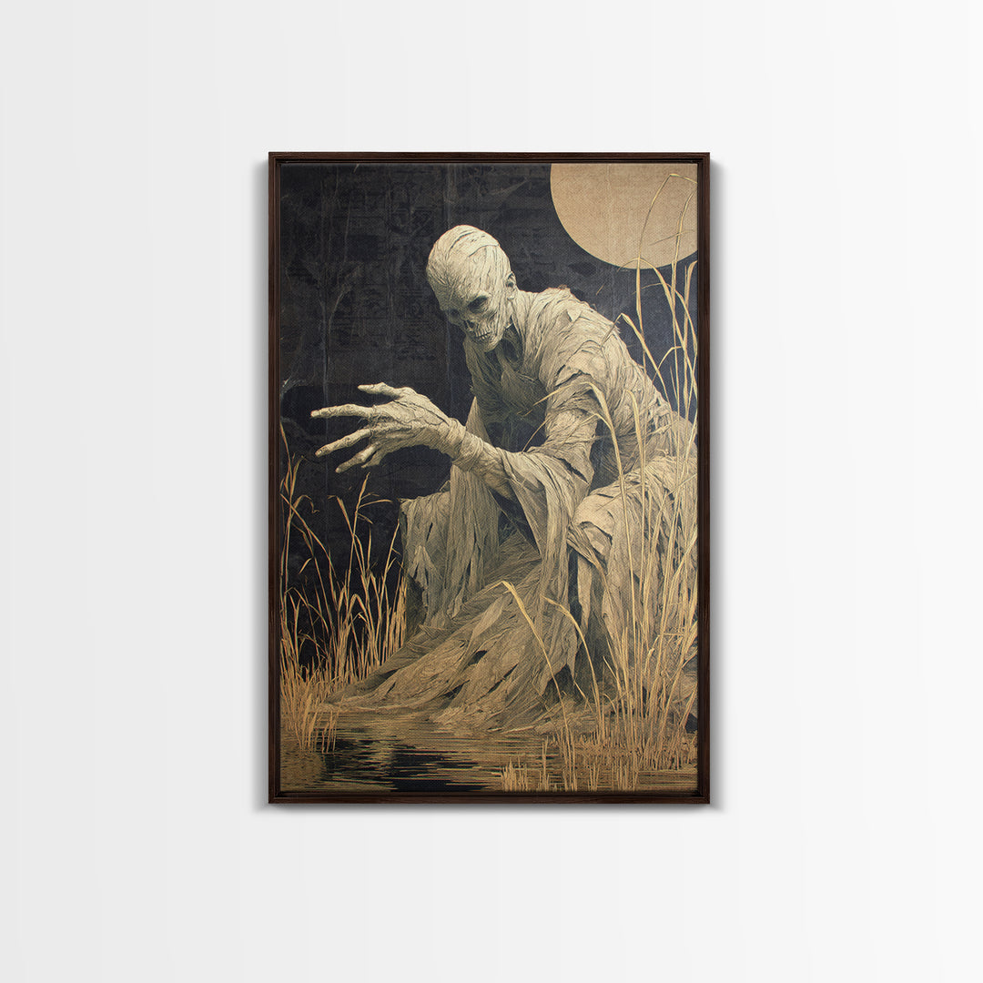The Bog Mummy, Visionary Gothic Art, Vertical Wall Art, Macabre Wall Art, Framed Canvas Print, Halloween Wall Art, Horror Wall Art