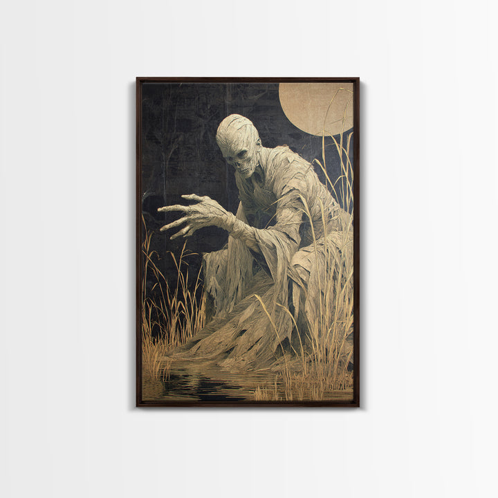 The Bog Mummy, Visionary Gothic Art, Vertical Wall Art, Macabre Wall Art, Framed Canvas Print, Halloween Wall Art, Horror Wall Art