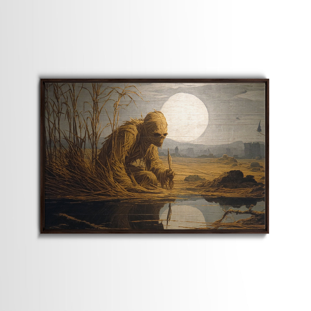 The Bog Mummy, Romantic Gothic Landscape, Landscape Wall Art, Gothic Horror Wall Art, Framed Canvas Print, Halloween Wall Art