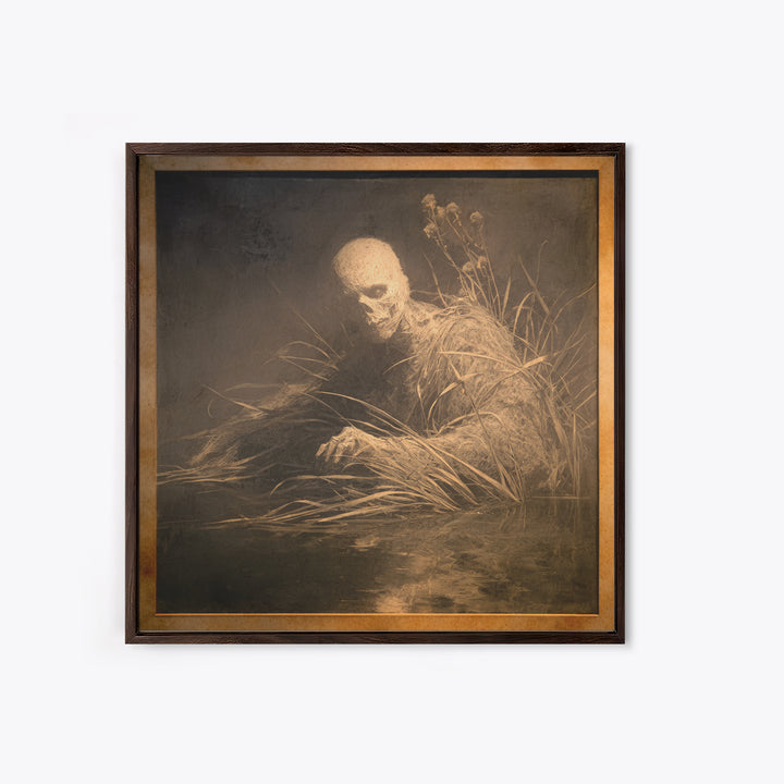 The Bog Mummy, Symbolist Dream Art, Square Wall Art, Macabre Wall Art, Canvas Print, Halloween Wall Art, Gothic Home Decor