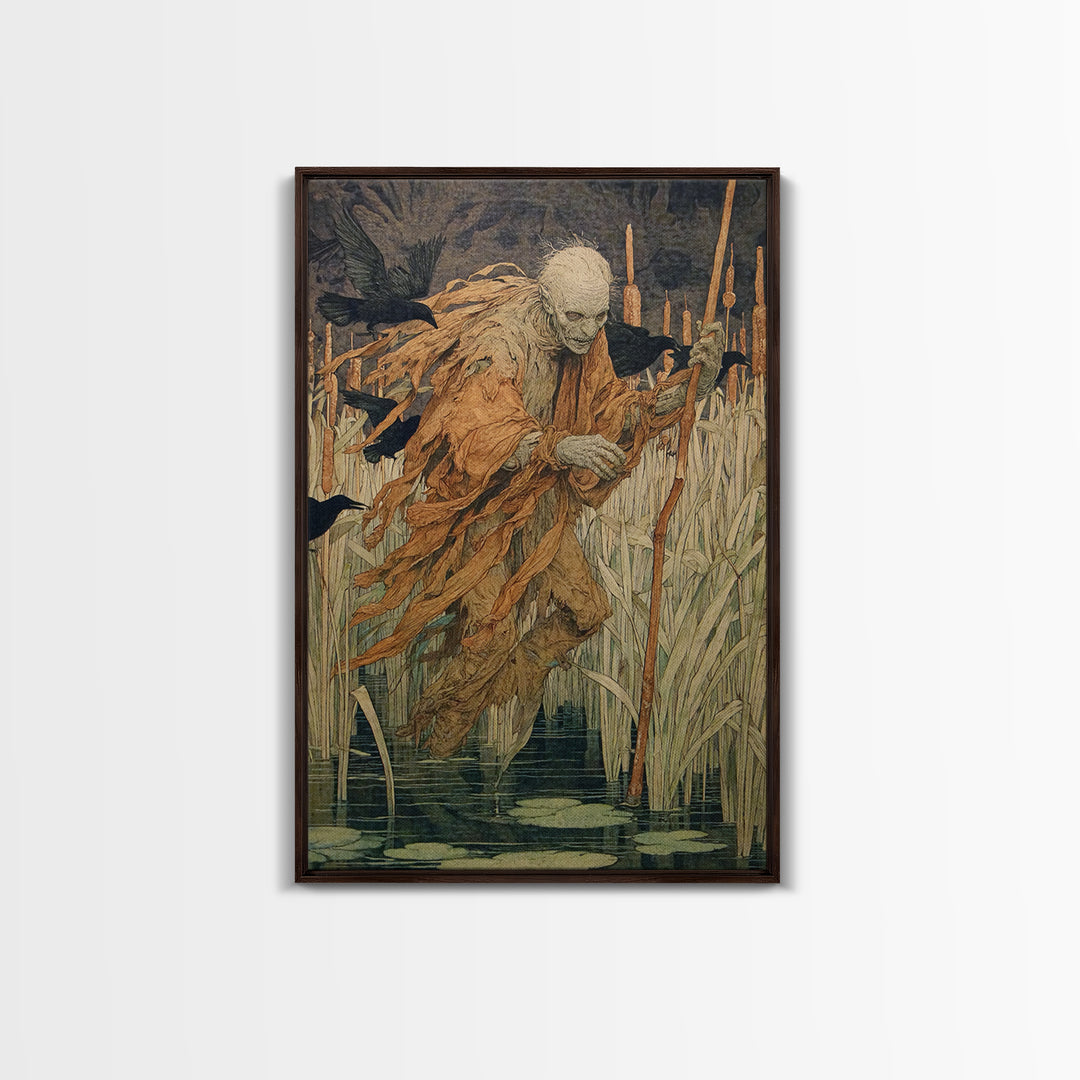 The Bog Mummy, Decadent Gothic Art, Vertical Wall Art, Dark Fantasy Wall Art, Framed Canvas Print, Halloween Wall Art
