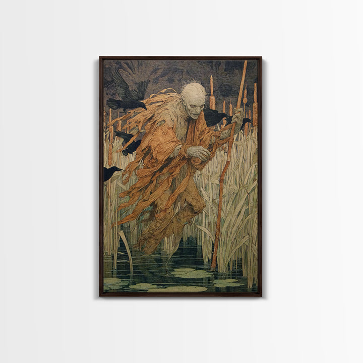 The Bog Mummy, Decadent Gothic Art, Vertical Wall Art, Dark Fantasy Wall Art, Framed Canvas Print, Halloween Wall Art