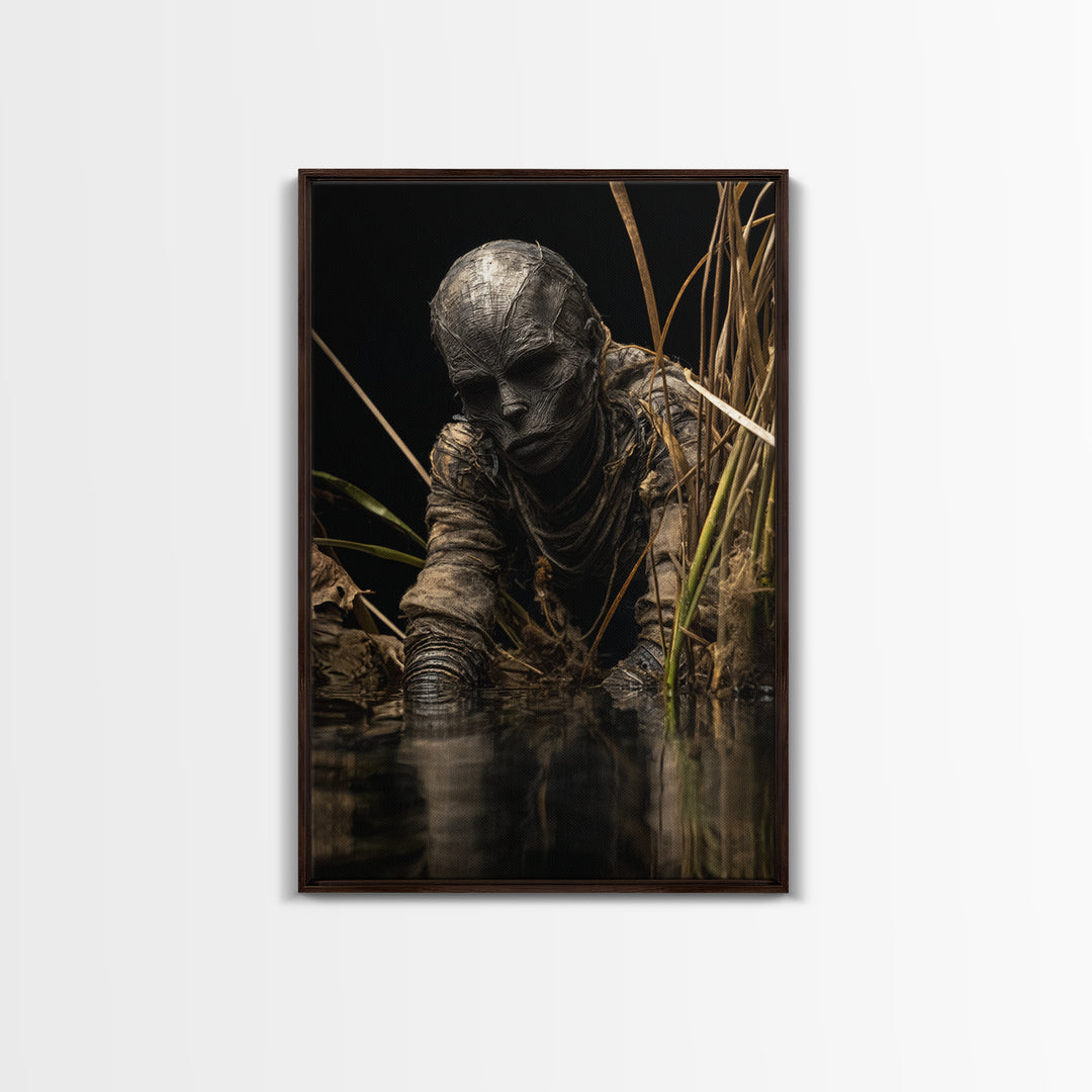 The Bog Mummy, Biomechanical Horror Art, Vertical Wall Art, Macabre Wall Art, Canvas Print, Halloween Wall Art, Halloween Decor