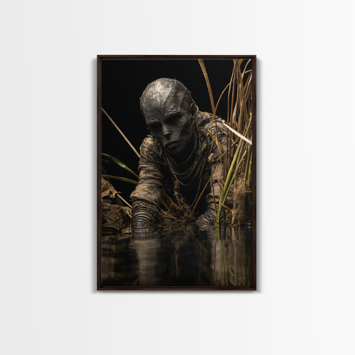 The Bog Mummy, Biomechanical Horror Art, Vertical Wall Art, Macabre Wall Art, Canvas Print, Halloween Wall Art, Halloween Decor
