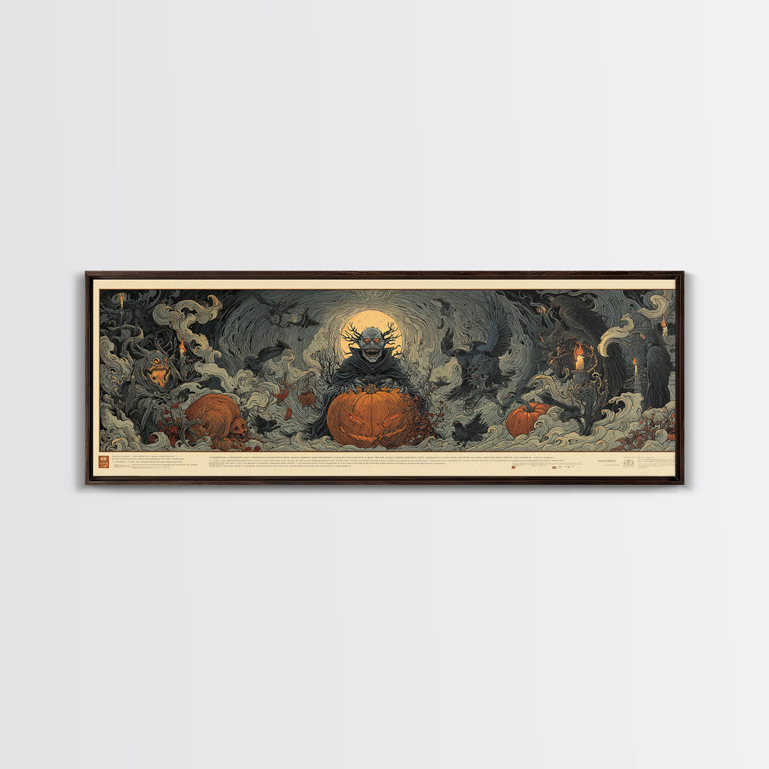 The Pumpkin Patch Goblin, Visionary Gothic Art, Extra Wide Wall Art, Dark Halloween Decor, Canvas Print, Halloween Wall Art