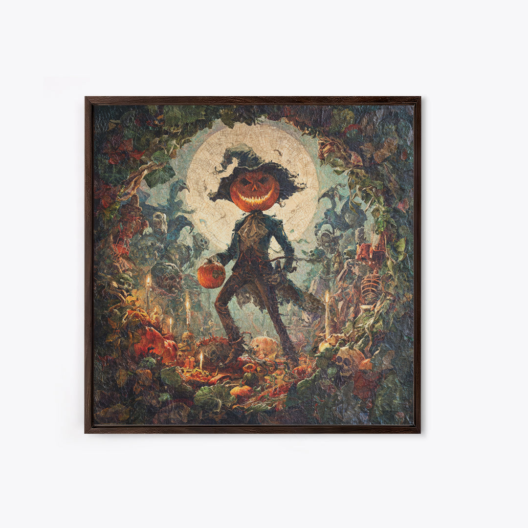 The Pumpkin Patch Goblin, Grotesque Carnival Art, Square Wall Art, Dark Fantasy Wall Art, Canvas Print, Halloween Wall Art