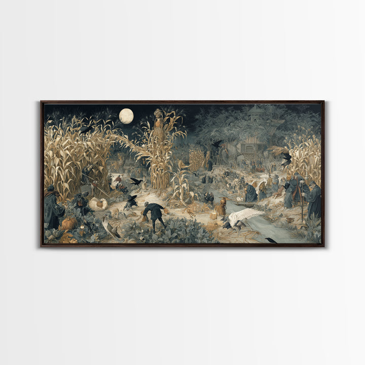 The Harvest Demon, Northern Renaissance Horror, Wide Panoramic Art, Gothic Horror Wall Art, Canvas Print, Halloween Wall Art