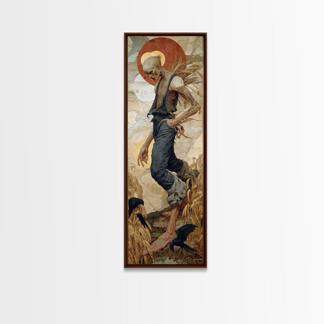 The Harvest Demon, Dark Renaissance Art, Tall Narrow Wall Art, Gothic Horror Wall Art, Framed Canvas Print, Halloween Wall Art