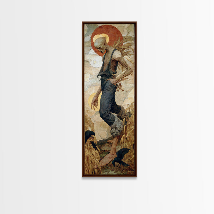 The Harvest Demon, Dark Renaissance Art, Tall Narrow Wall Art, Gothic Horror Wall Art, Framed Canvas Print, Halloween Wall Art