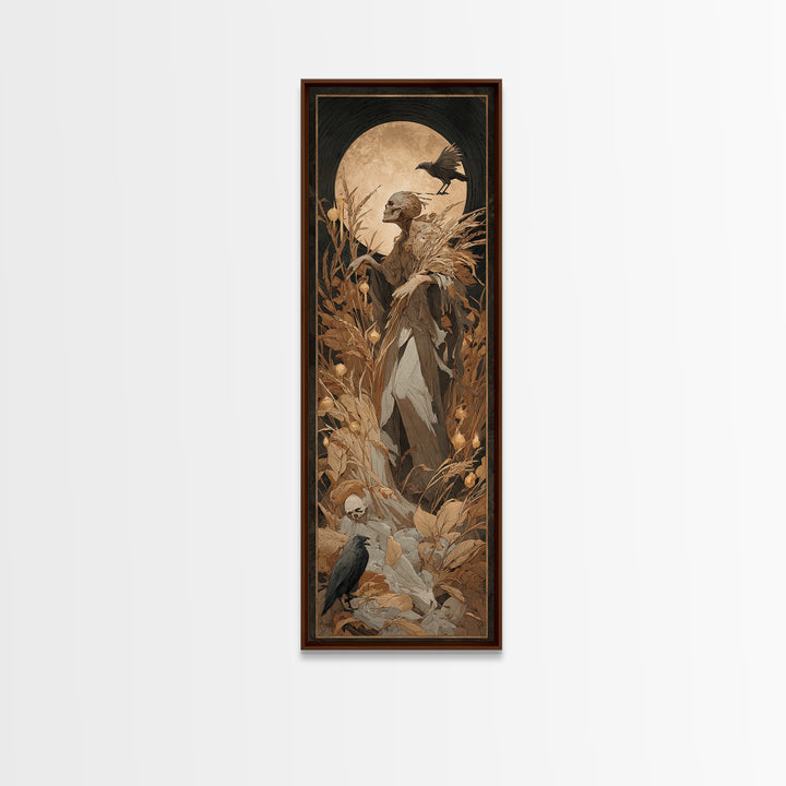 The Harvest Demon, Gothic Nightmare Art, Tall Narrow Wall Art, Dark Fantasy Wall Art, Framed Canvas Print, Halloween Wall Art