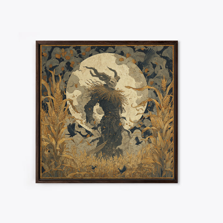 The Harvest Demon, Dark Symbolist Art, Square Wall Art, Gothic Horror Wall Art, Canvas Print, Halloween Wall Art, Dark Fantasy Art