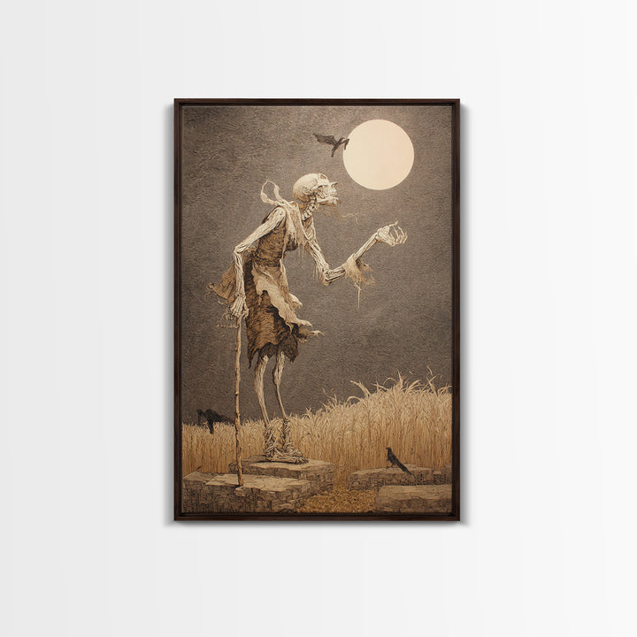The Harvest Demon, Victorian Macabre Art, Vertical Wall Art, Dark Halloween Decor, Canvas Print, Halloween Wall Art