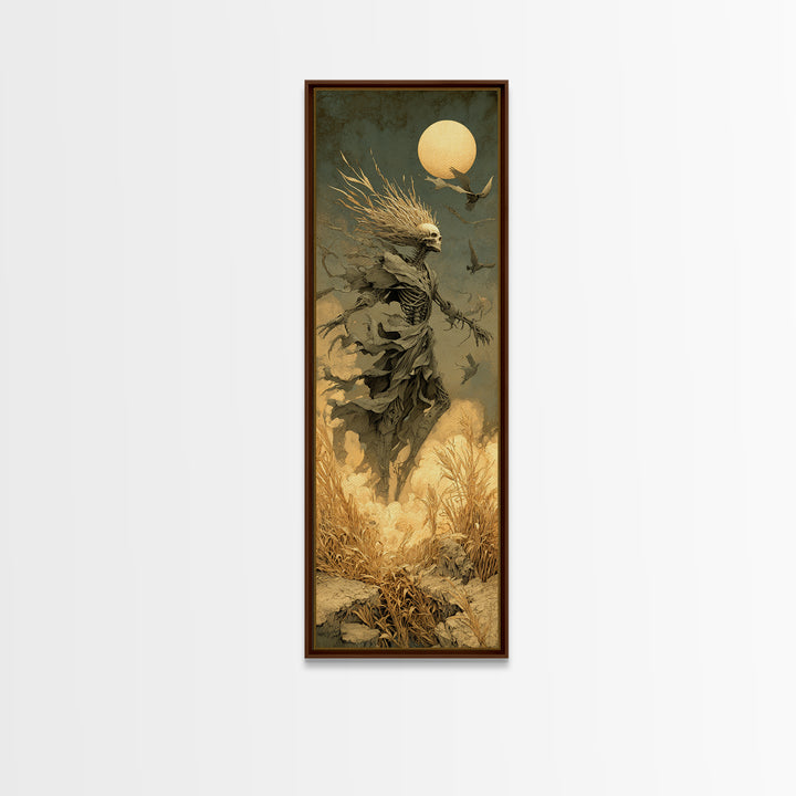 The Harvest Demon, Surreal Apocalyptic Art, Tall Narrow Wall Art, Dark Halloween Decor, Framed Canvas Print, Halloween Wall Art