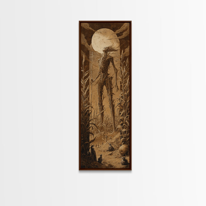 The Harvest Demon, Biomechanical Horror Art, Tall Narrow Wall Art, Dark Fantasy Wall Art, Framed Canvas Print, Halloween Wall Art