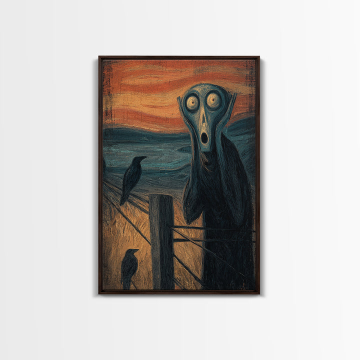 The Owl-Faced Omen, Expressionist Gothic Art, Vertical Wall Art, Macabre Wall Art, Canvas Print, Halloween Wall Art, Collectible Wall Decor