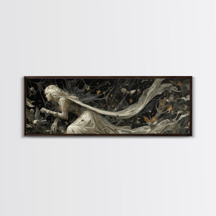 The Spider Queen, Medieval Grotesque Art, Extra Wide Wall Art, Gothic Horror Wall Art, Canvas Print, Halloween Wall Art