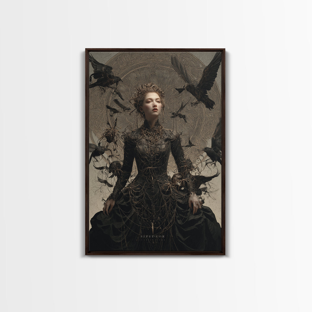 The Spider Queen, Visionary Gothic Art, Vertical Wall Art, Macabre Wall Art, Canvas Print, Halloween Wall Art, Spooky Wall Decor