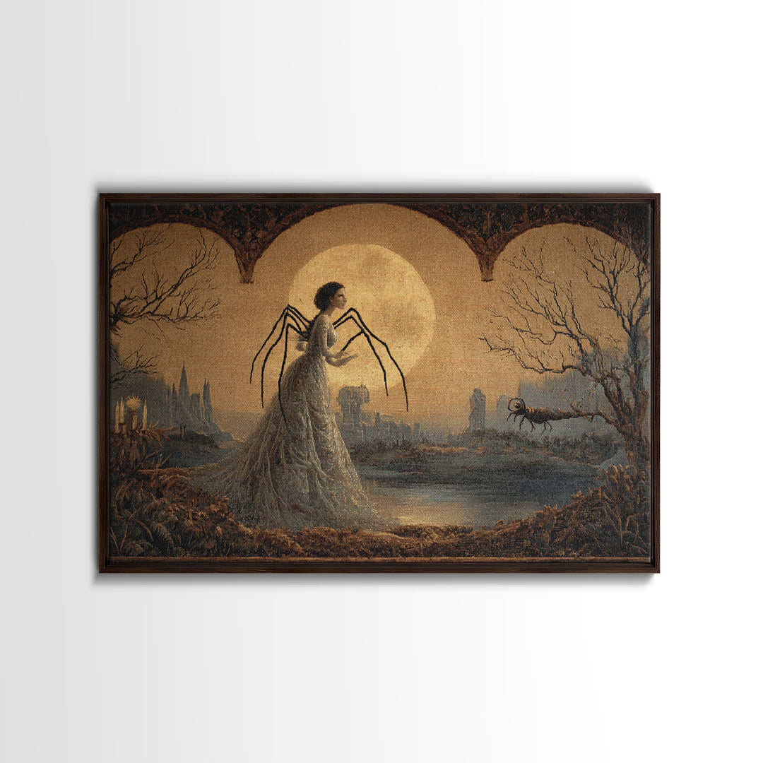 The Spider Queen, Romantic Gothic Landscape, Landscape Wall Art, Gothic Horror Wall Art, Framed Canvas Print, Halloween Wall Art