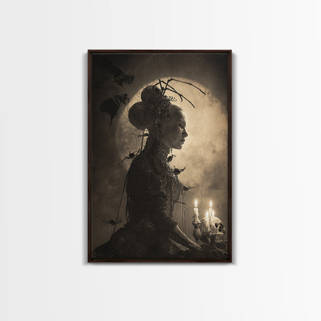 The Spider Queen, Decadent Gothic Art, Vertical Wall Art, Dark Halloween Decor, Canvas Print, Halloween Wall Art, Seasonal Home Decor