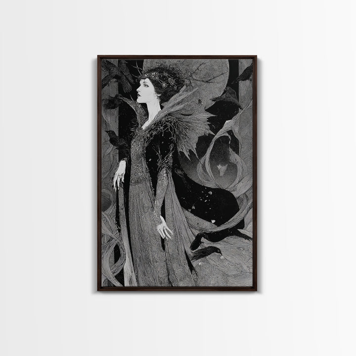 The Spider Queen, Stained Glass Gothic Art, Vertical Wall Art, Dark Halloween Decor, Canvas Print, Halloween Wall Art