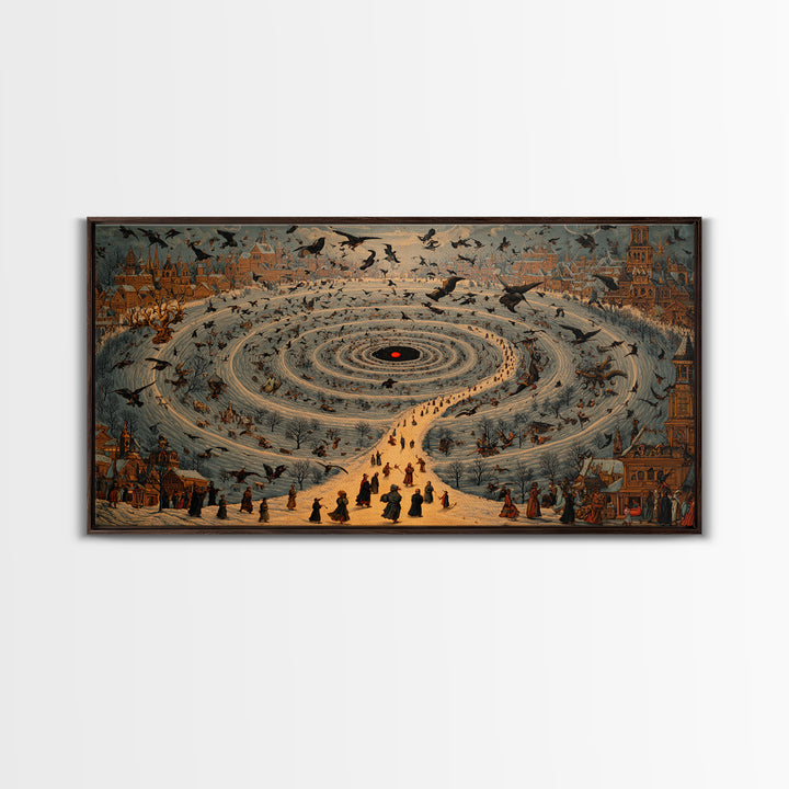 The Red-Eyed Moth Creature, Northern Renaissance Horror, Wide Panoramic Art, Dark Fantasy Wall Art, Canvas Print