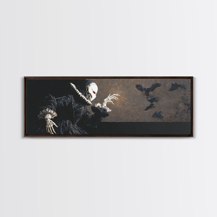 The Red-Eyed Moth Creature, Danse Macabre Art, Extra Wide Wall Art, Dark Halloween Decor, Canvas Print, Dark Fantasy Art