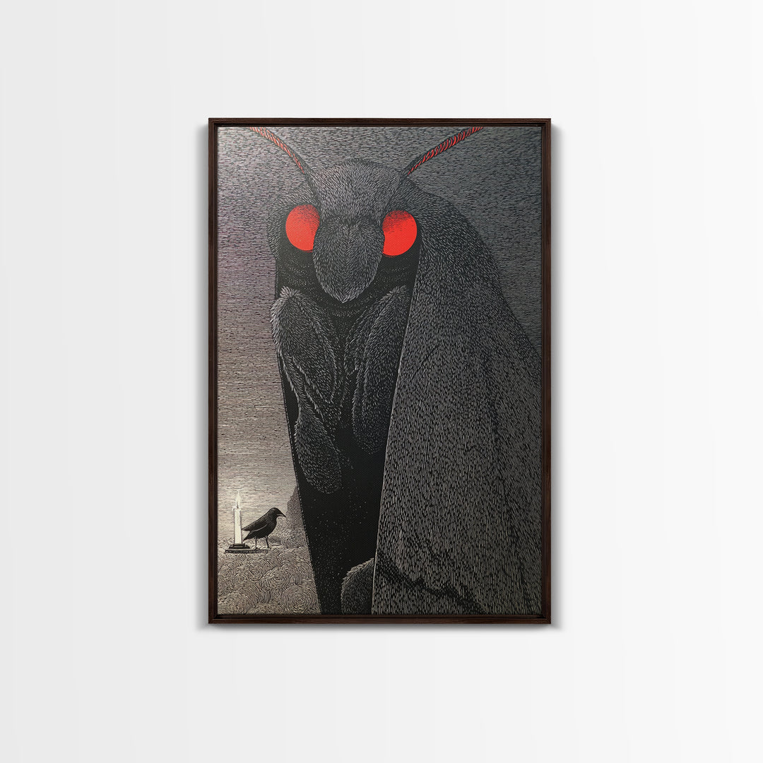 The Red-Eyed Moth Creature, Victorian Macabre Art, Vertical Wall Art, Dark Fantasy Wall Art, Canvas Print, Halloween Wall Art