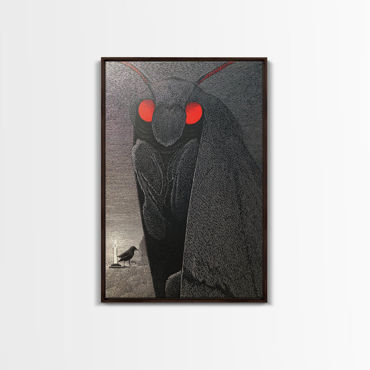 The Red-Eyed Moth Creature, Victorian Macabre Art, Vertical Wall Art, Dark Fantasy Wall Art, Canvas Print, Halloween Wall Art