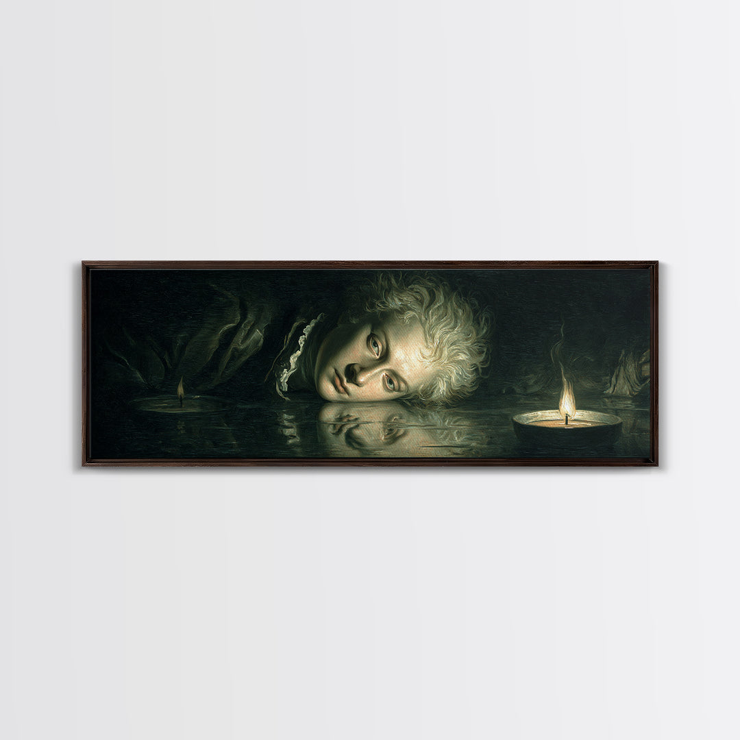 The Lake Phantom, Gothic Nightmare Art, Extra Wide Wall Art, Dark Fantasy Wall Art, Canvas Print, Halloween Wall Art, Halloween Decor