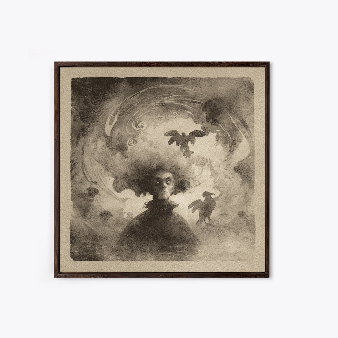 The Lake Phantom, Symbolist Dream Art, Square Wall Art, Dark Fantasy Wall Art, Framed Canvas Print, Halloween Wall Art