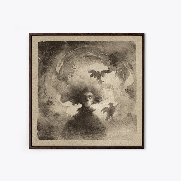 The Lake Phantom, Symbolist Dream Art, Square Wall Art, Dark Fantasy Wall Art, Framed Canvas Print, Halloween Wall Art