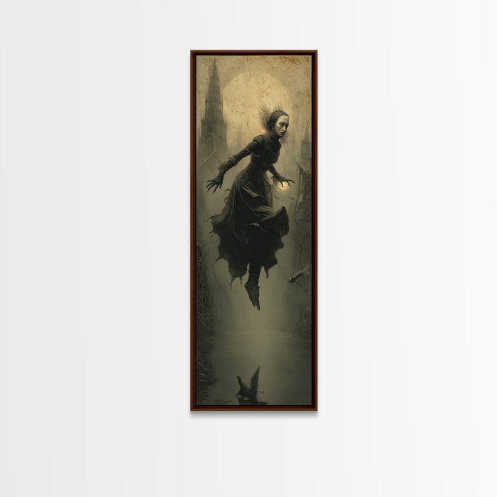 The Lake Phantom, Surreal Apocalyptic Art, Tall Narrow Wall Art, Dark Fantasy Wall Art, Canvas Print, Halloween Wall Art