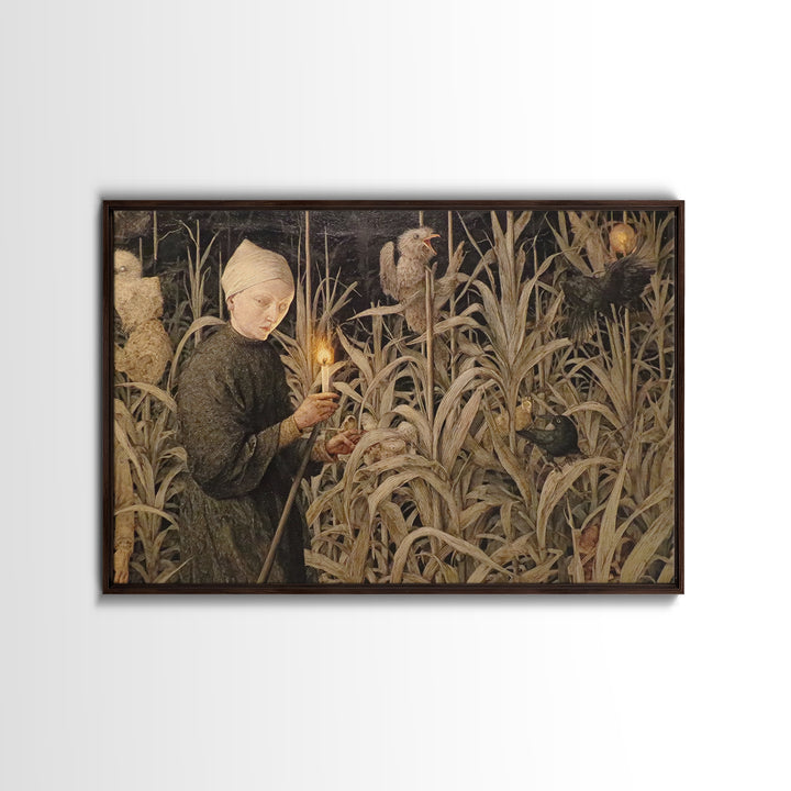 The Salt-Marsh Witch, Medieval Grotesque Art, Landscape Wall Art, Dark Fantasy Wall Art, Framed Canvas Print, Halloween Wall Art