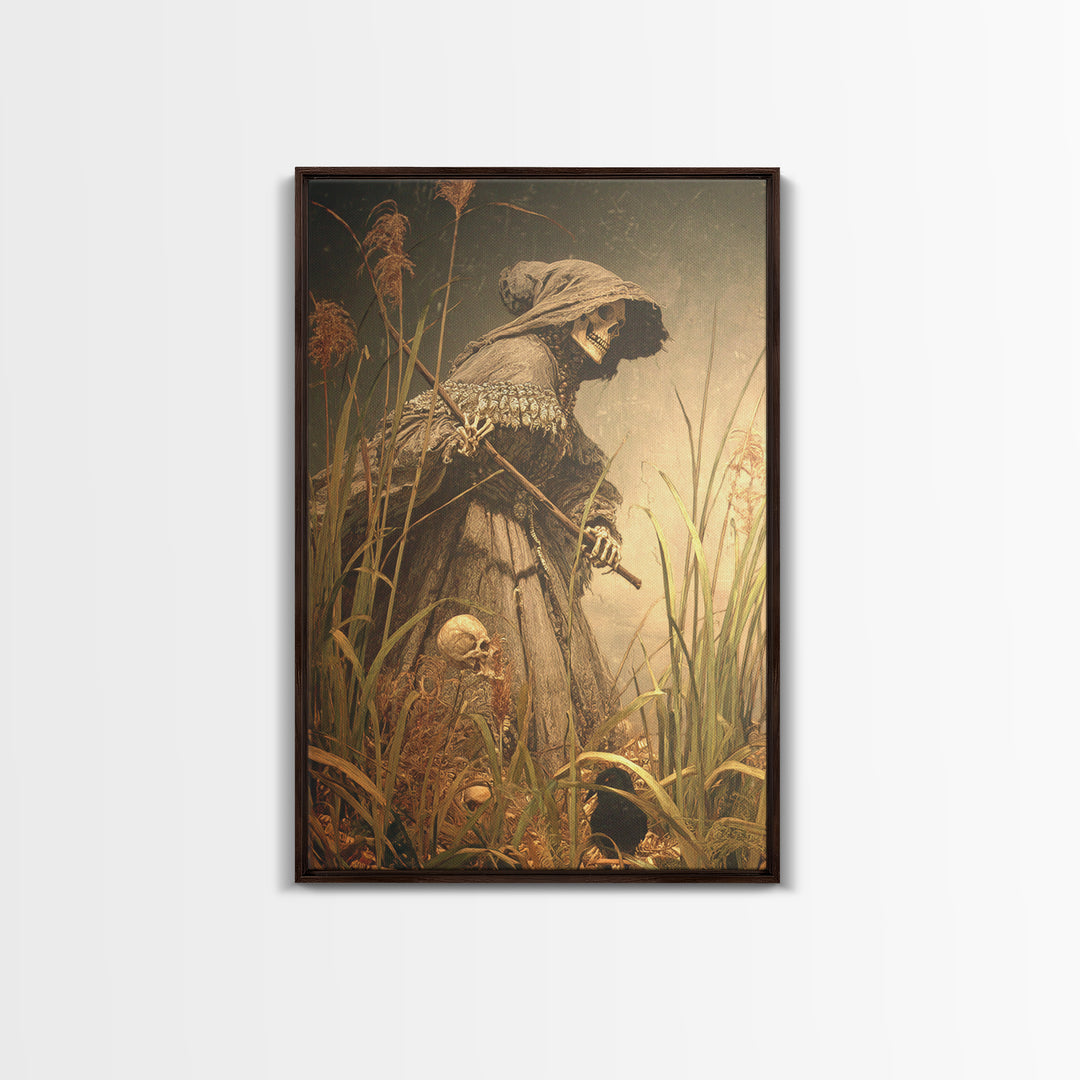 The Salt-Marsh Witch, Danse Macabre Art, Vertical Wall Art, Dark Fantasy Wall Art, Canvas Print, Halloween Wall Art