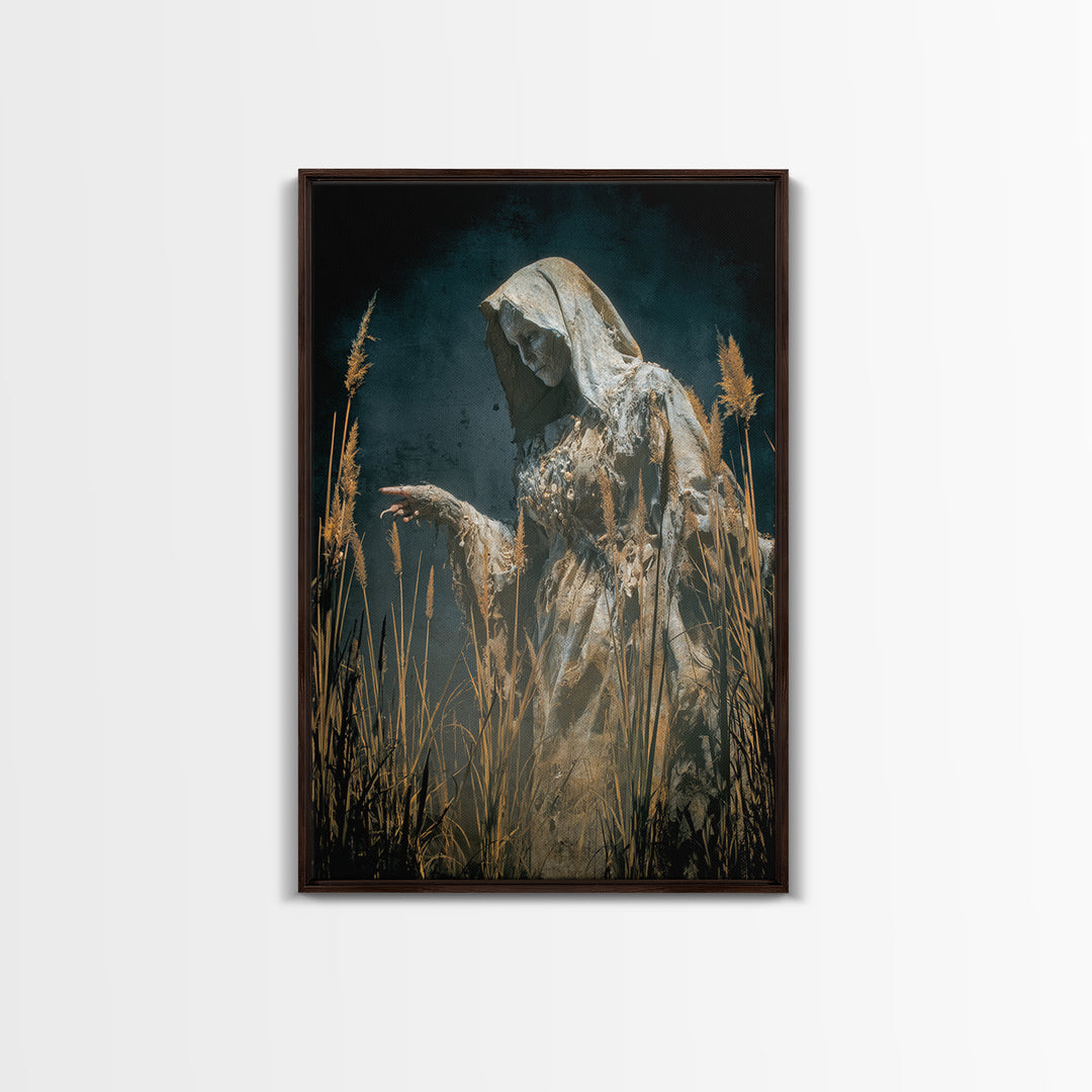 The Salt-Marsh Witch, Visionary Gothic Art, Vertical Wall Art, Dark Fantasy Wall Art, Canvas Print, Halloween Wall Art