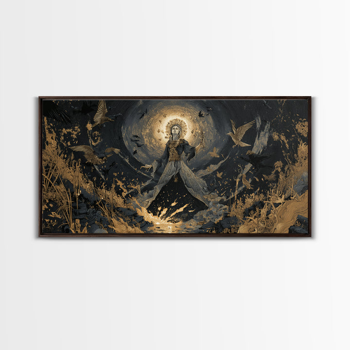 The Salt-Marsh Witch, Apocalyptic Romantic Art, Wide Panoramic Art, Dark Fantasy Wall Art, Canvas Print, Halloween Wall Art