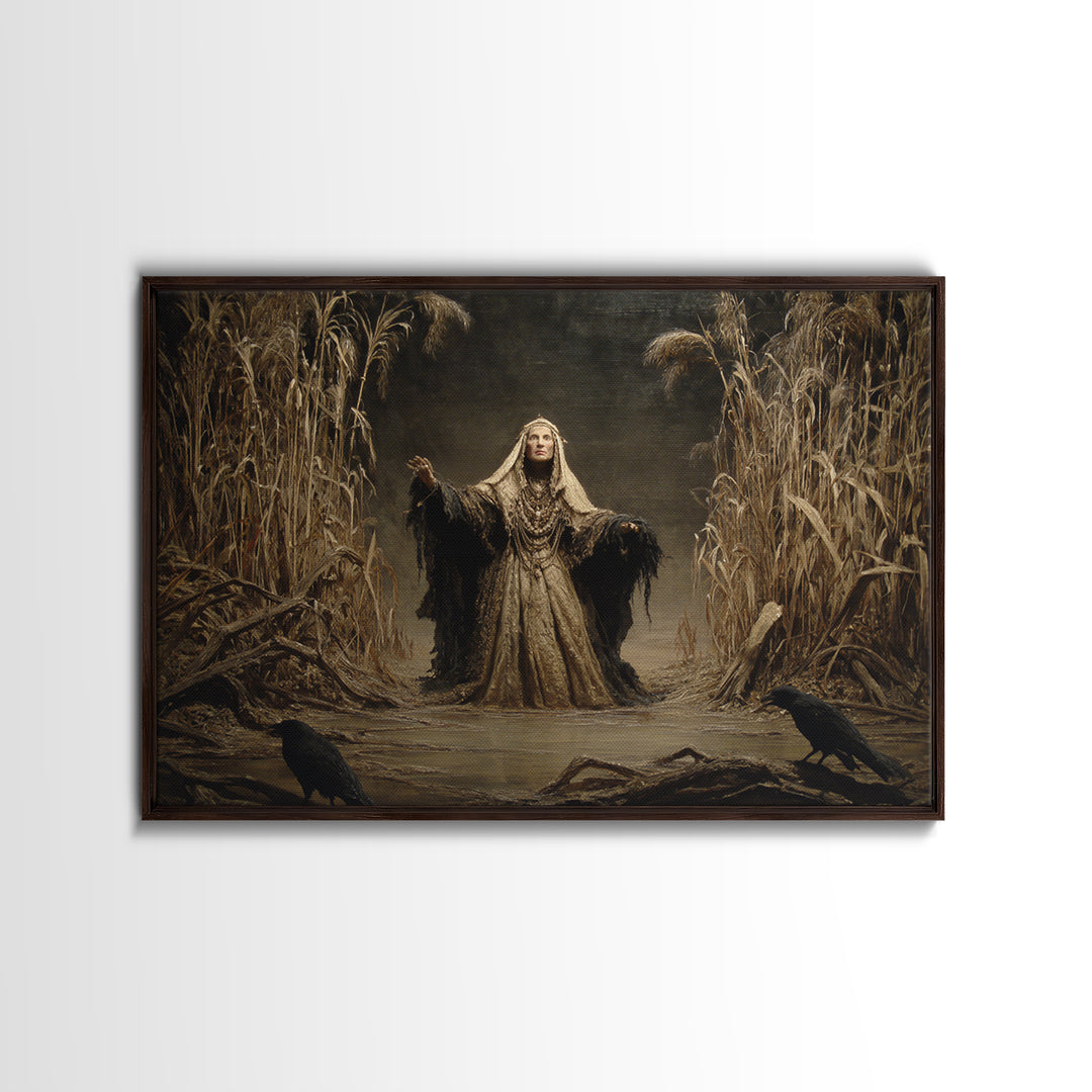 The Salt-Marsh Witch, Symbolist Gothic Landscape, Landscape Wall Art, Gothic Horror Wall Art, Framed Canvas Print, Halloween Wall Art