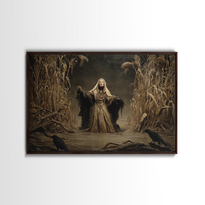 The Salt-Marsh Witch, Symbolist Gothic Landscape, Landscape Wall Art, Gothic Horror Wall Art, Framed Canvas Print, Halloween Wall Art